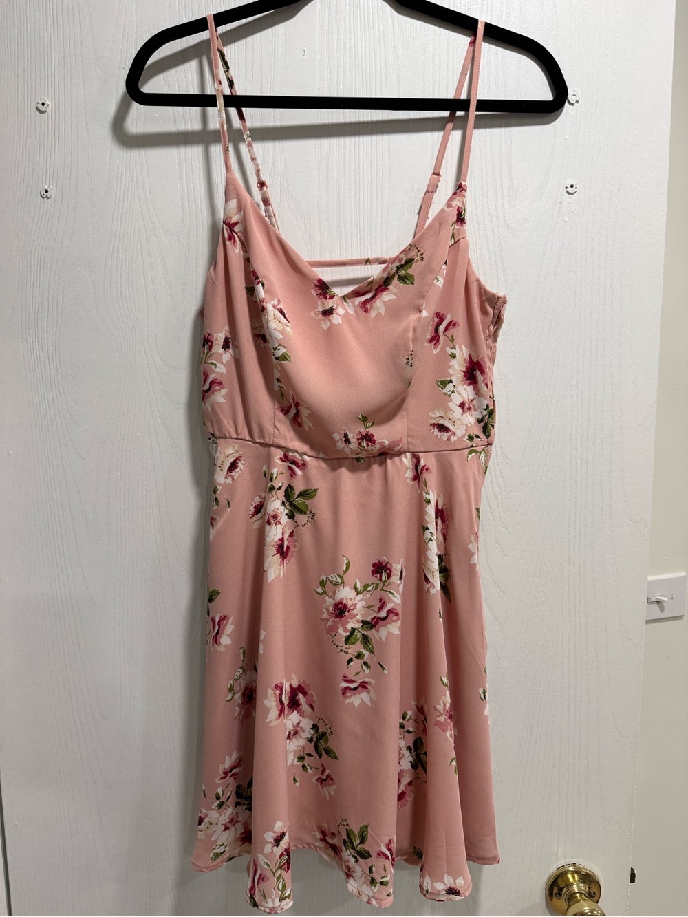 Blush Floral Spaghetti-Strap Mini Dress